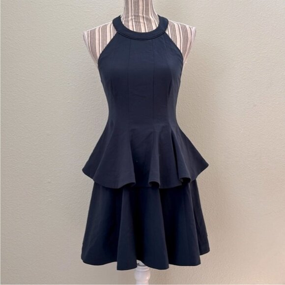Elizabeth and James Navy Peplum Dress size 4 - Picture 1 of 6